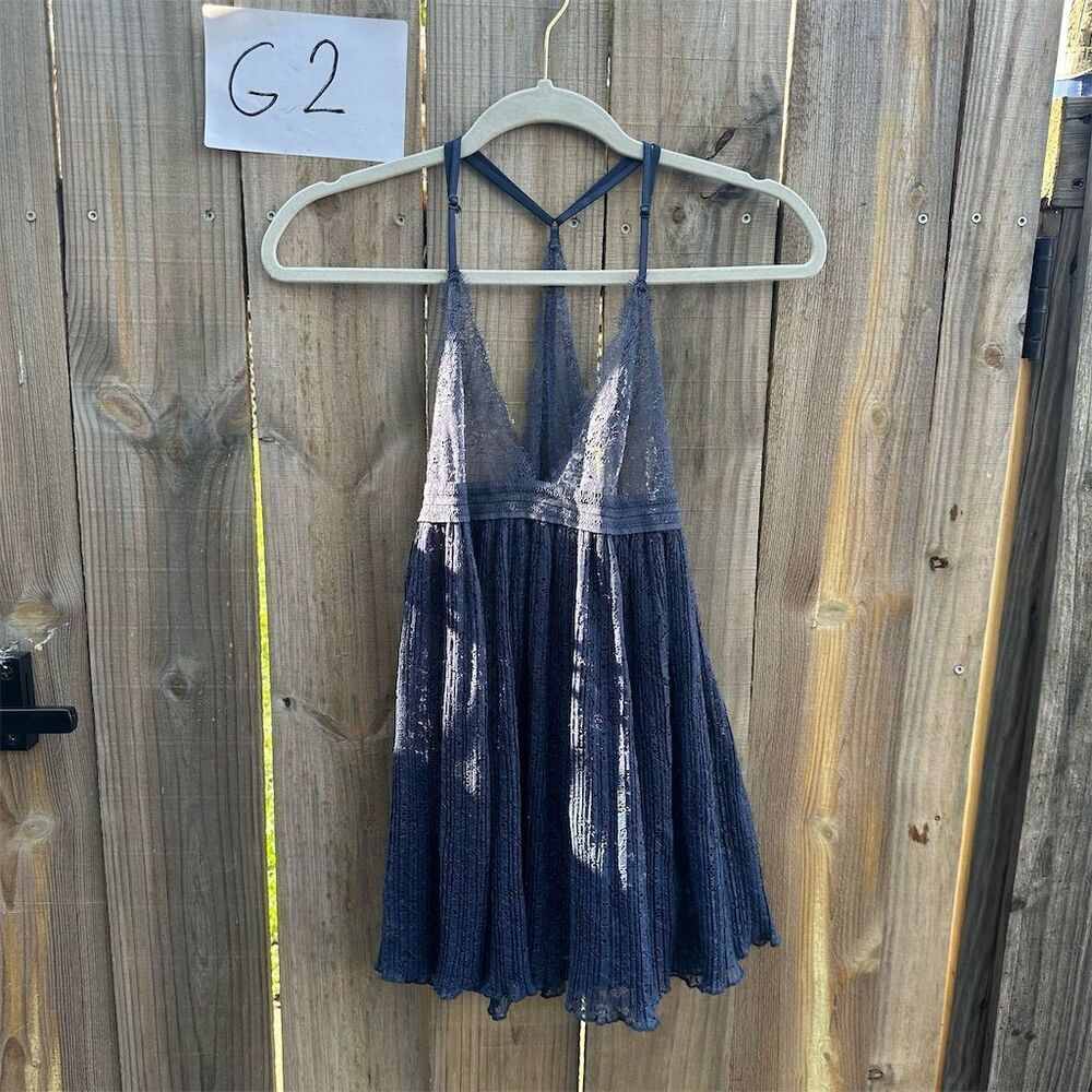 Victoria's Secret Women's Lace Babydoll Slip Dress Blue Size M